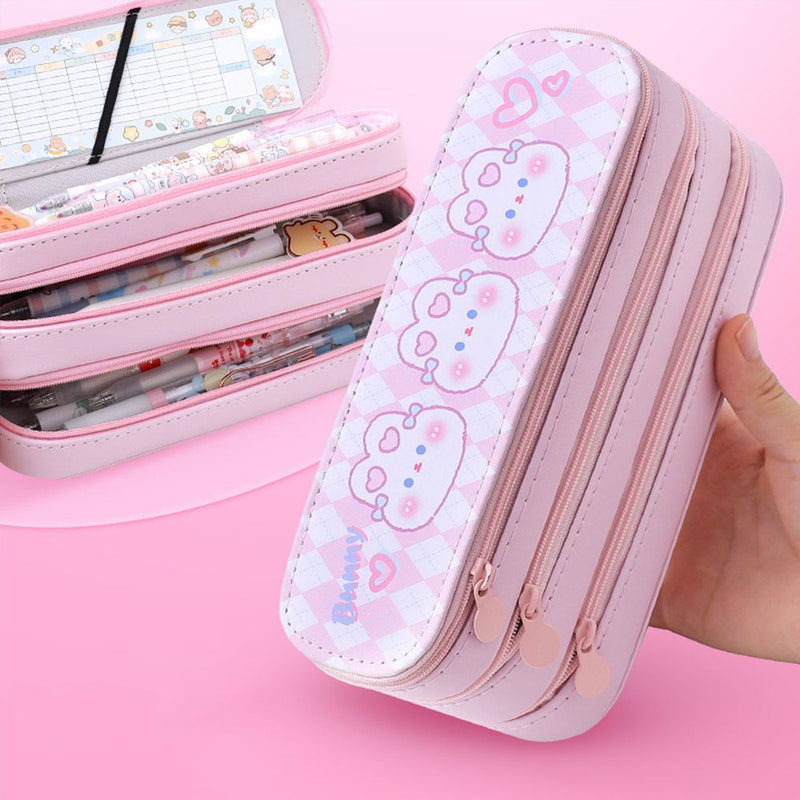 Double Layer Pencil Case With Large Capacity And Simple Girl Heart Pencil Case Stationery