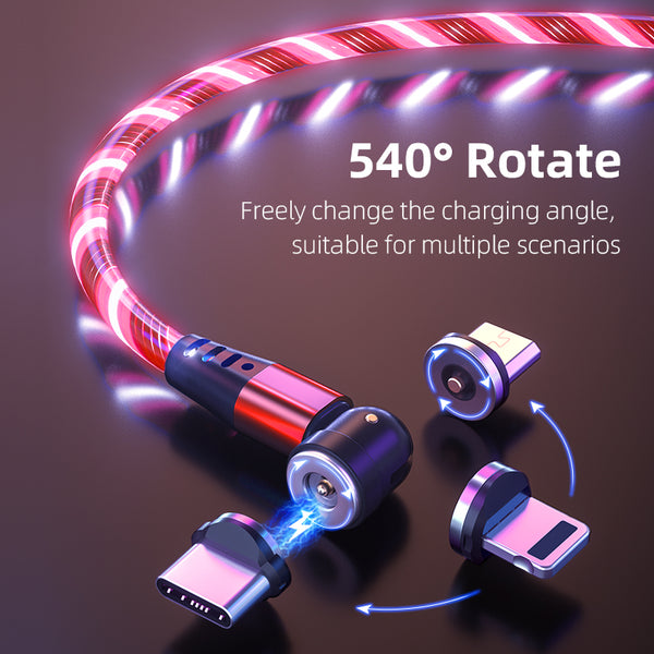 540 Rotate Luminous Magnetic Phone Charging Cable