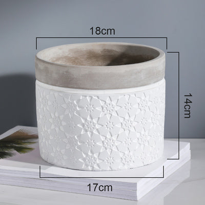 Flower Mosaic Style Cement Pot