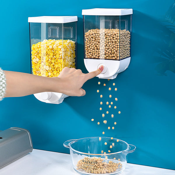 Kitchen Food Storage Easy Press Container Cereal Dispenser Wall Mounted Food Storage Box