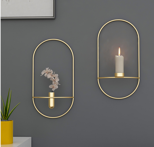 Metal Geometric Round Wall Mounted Candle Holder