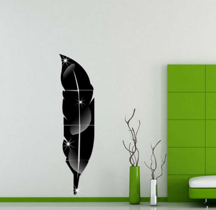 Mirror Wall Sticker Feather Decoration Mirror