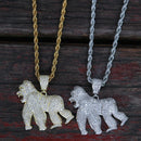 Hip Hop Roaring Gorilla Zircon Pendant