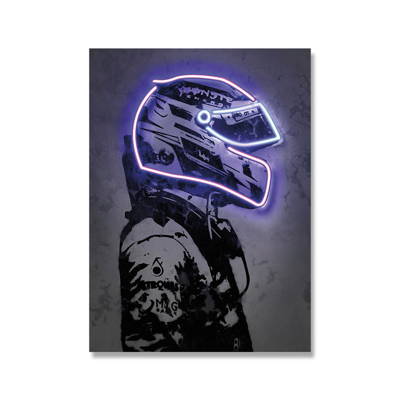 Neon Wall Art Poster Canvas Painting Vintage Helmet