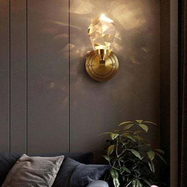 Copper Rotating Luxury Crystal Wall Lamp