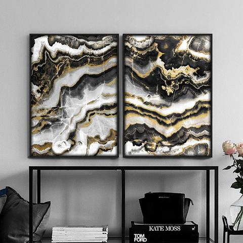 Black And Gold Marble Canvas Wall Art