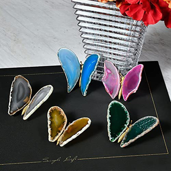 Natural Agate Butterfly Wings Light Luxury Mineral Ornament