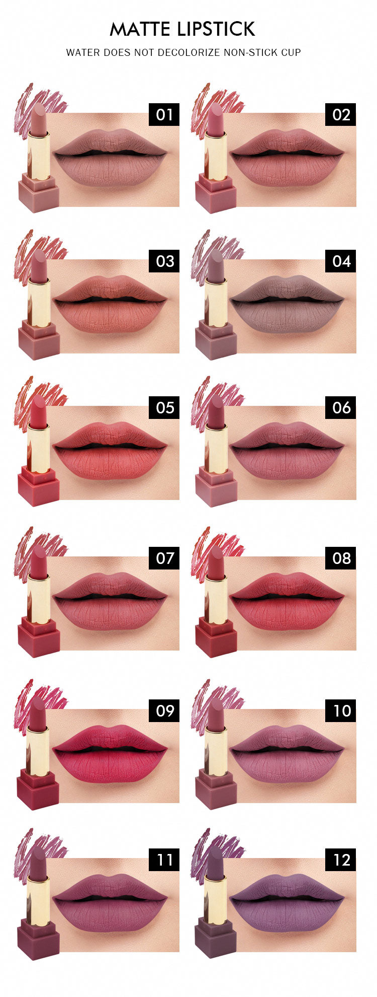 12 Colour Square Matte Lipstick