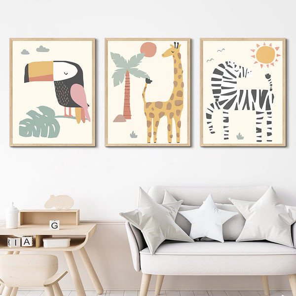 Cartoon Animal Wall Art Canvas