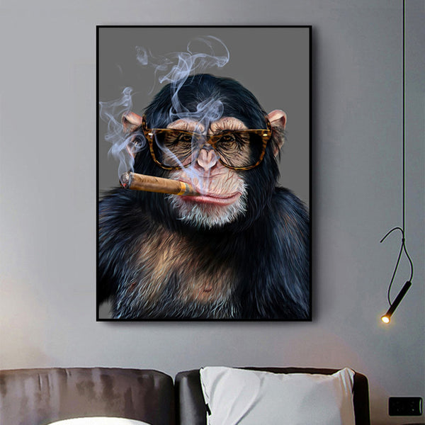 Gorilla Smoking Poster Animal Painting Decorative Wall Art