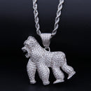 Hip Hop Roaring Gorilla Zircon Pendant