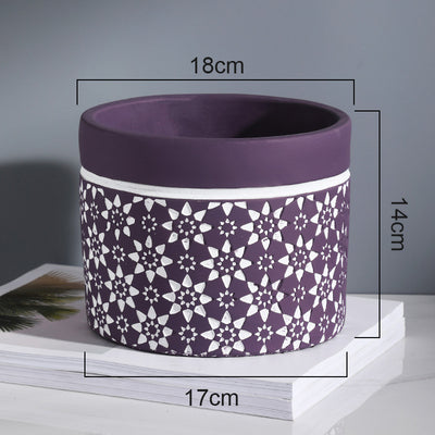 Flower Mosaic Style Cement Pot