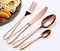 Stainless steel gold plated colorful knife and fork spoon set of four