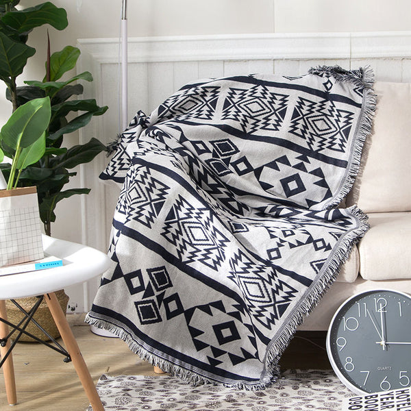 Geometric Cotton Blanket Throw Comforter