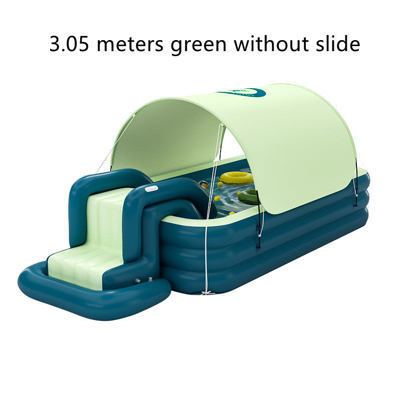 Children's Inflatable Swimming Pool With Awning And Slide