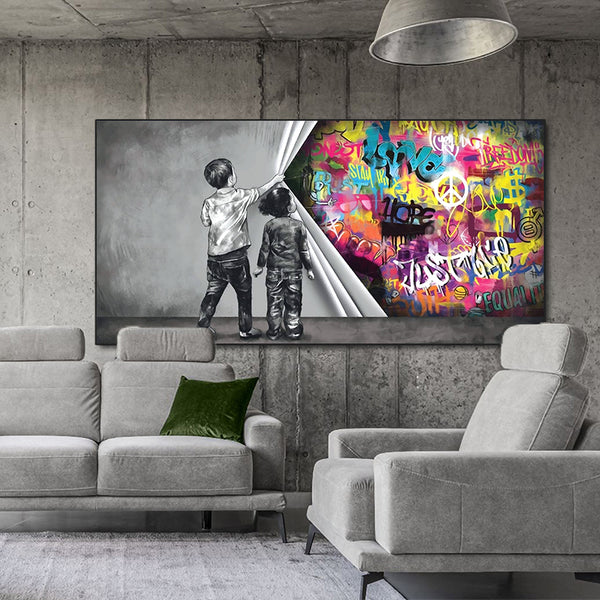 Children's Graffiti Wall Art Canvas Abstract