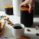 Kitchen ceramic wooden lid sealed storage jar