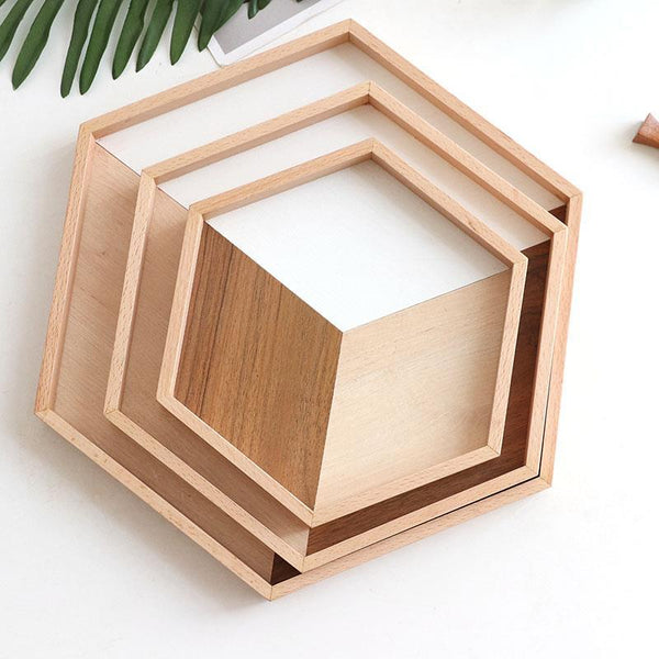 wooden tray wooden plate hexagon