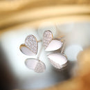 S925 Silver Stitching Love Heart Stud Earrings Special-interest Design