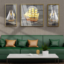 Set Of Luxury Abstract Golden Canvas Wall Art