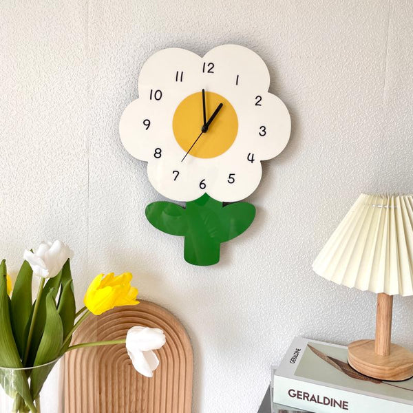 Simple Flower Creative Literary Cartoon Clock
