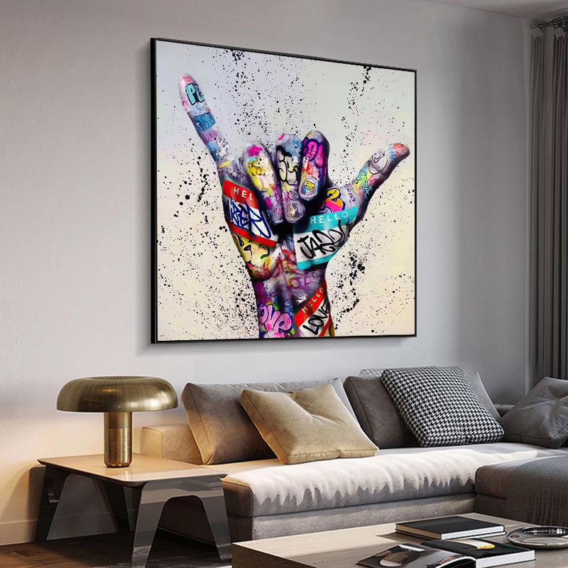 Hand Gesture Graffiti Art Canvas