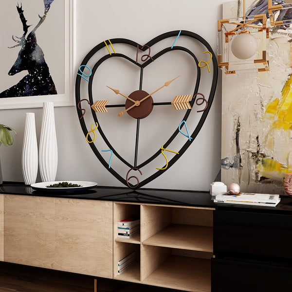 Living Room Love Wall Clock Fashion Mute Iron Bedroom Metal