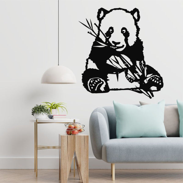 Panda Art Metal Wall Sticker Silhouette Decoration