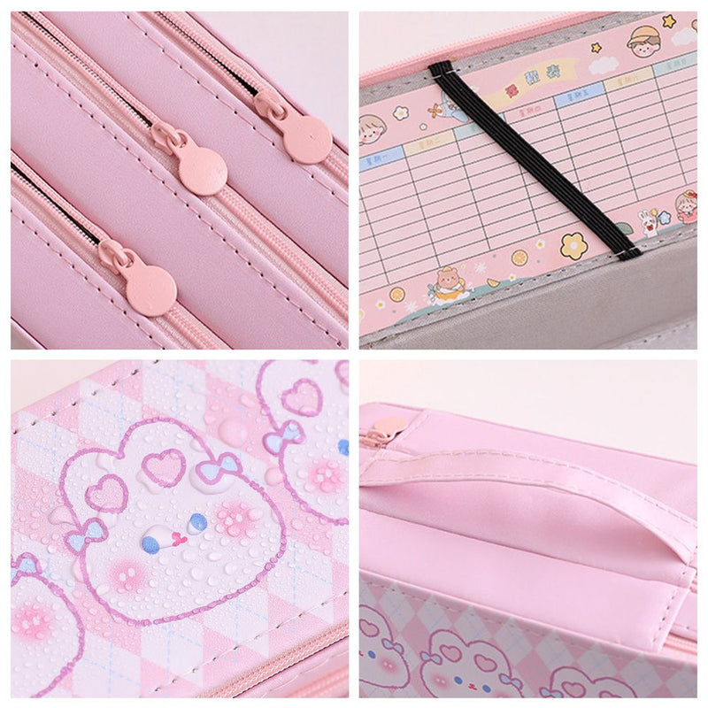 Double Layer Pencil Case With Large Capacity And Simple Girl Heart Pencil Case Stationery