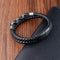 Black Genuine Leather Chain Bracelet Magnetic Buckle