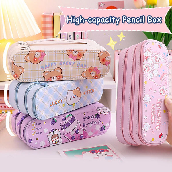 Double Layer Pencil Case With Large Capacity And Simple Girl Heart Pencil Case Stationery
