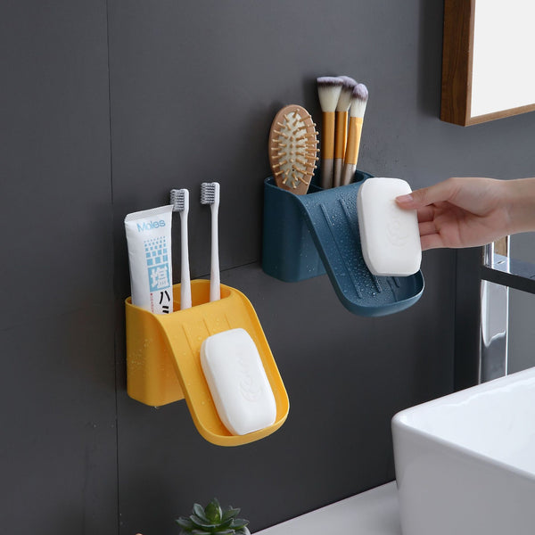 Bathroom Wall-mounted Soap Box And Toothbrush Rack