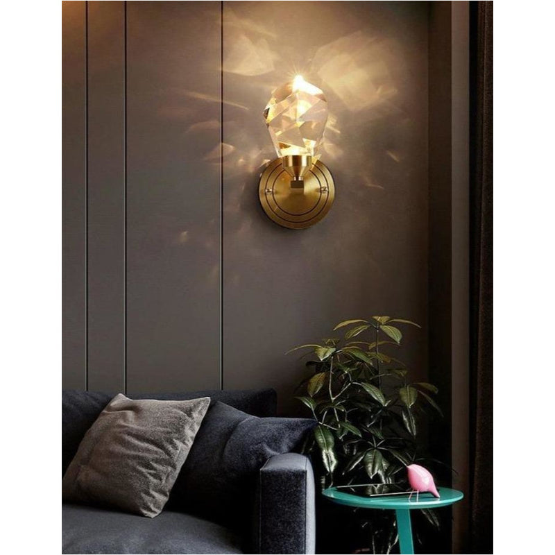 Copper Rotating Luxury Crystal Wall Lamp