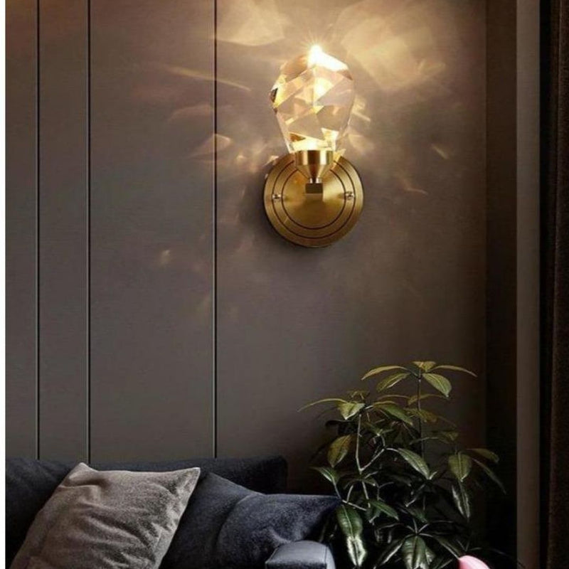 Copper Rotating Luxury Crystal Wall Lamp