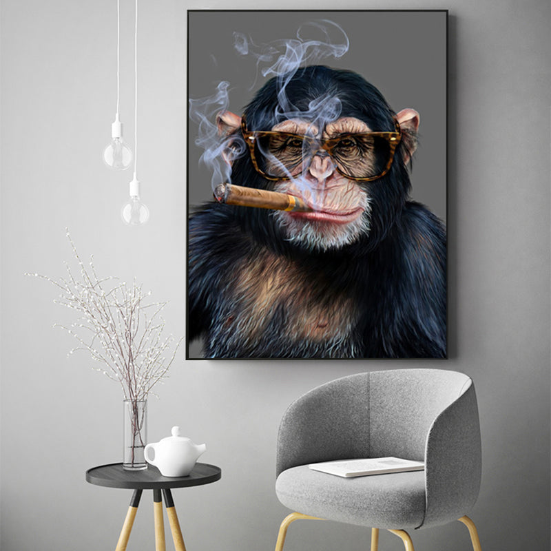 Gorilla Smoking Poster Animal Painting Decorative Wall Art