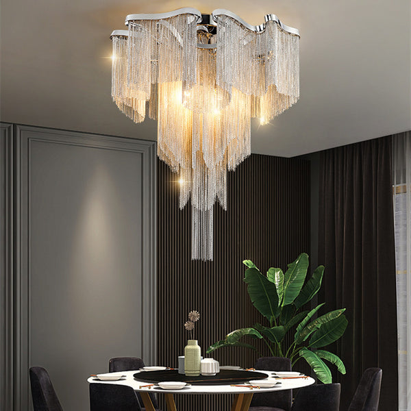 Nordic Light Luxury Tassel Aluminum Chain Living Room Ceiling