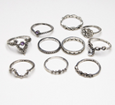 Purple Diamante Rings 10 Piece Set