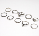 Purple Diamante Rings 10 Piece Set