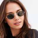 Women's Oval Metal Frame Sunglasses