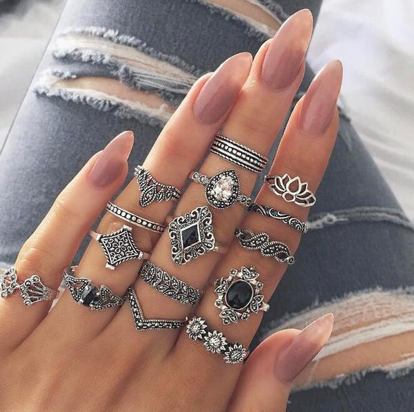 Bohemian Retro 15-piece Ring Set