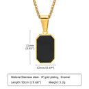 Rectangular Pendant With Cuban Chain Necklace